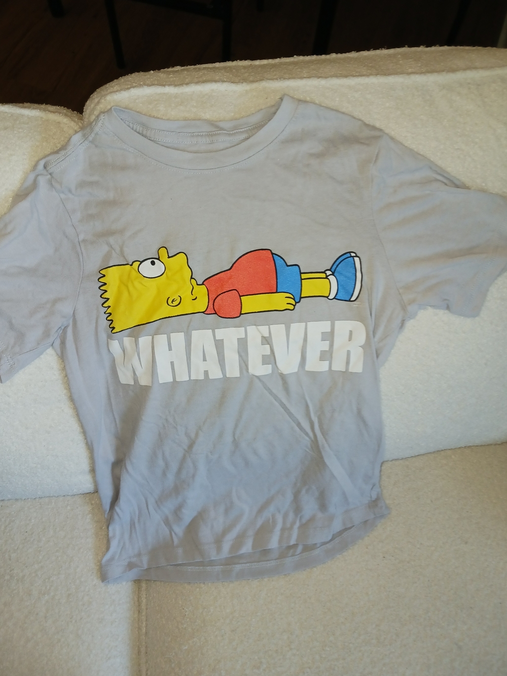 The Simpsons Bart Whatever Graphic T-Shirt Tee Gray & Red Boys Medium
